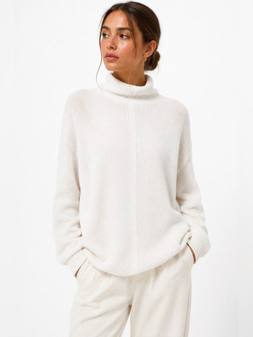 Suzy Shier Lightweight Ribbed Mockneck Sweater Tunic